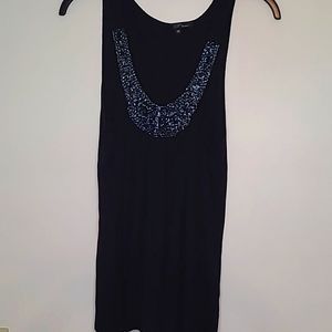 B'leev black bead embellished tank top M